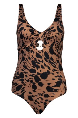 Brown Animal Print Swimsuit