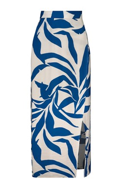 Blue Leaf Print Skirt