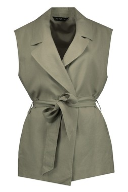 Khaki Sleeveless Co Ord Jacket