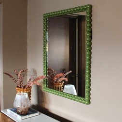 Rectangular Bobbin Mirror Green